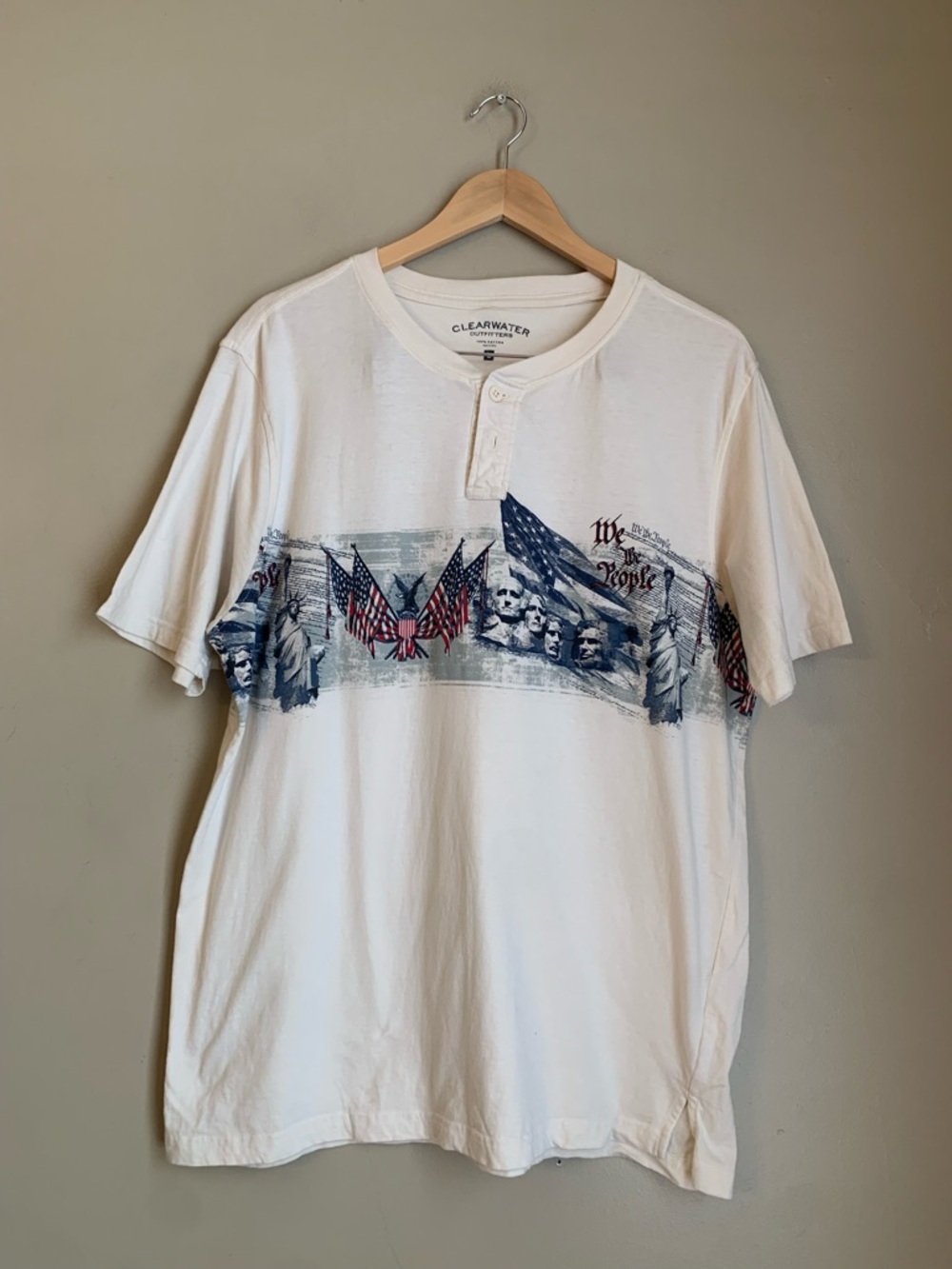 Clearwater Outfitters Shirt Henley Short Sleeve American Patriotic We The Free L